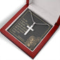 Cross Military Style Chain Necklace with Bible Verse Card- Romans 6:23
