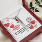 To Lovey Wifey - Engraved 4 Sided Stick Necklace with V-day Message Card & QR code for E-Card