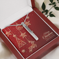 Engraved 4 Sided Stick Necklace with Christmas Card - Red