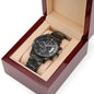 Father Is A Guiding Light - Quote Engraved Design Black Chronograph Watch - Loving Family