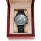 Psalms 121:2 Bible Verse Engraved Design Black Chronograph Watch
