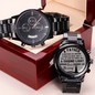 Father Is A Guiding Light - Quote Engraved Design Black Chronograph Watch - Loving Family