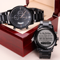 To My Hubby - A Quote for Father - Engraved Design Black Chronograph Watch - Loving Family