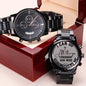 Phil 4:13 Bible Verse Engraved Design Black Chronograph Watch