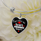 You Stole My Heart Quote on Heart - Adjustable Bangle Bracelet - Black - Loving Family