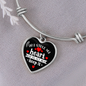 You Stole My Heart Quote on Heart - Adjustable Bangle Bracelet - Black - Loving Family