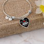 You Stole My Heart Quote on Heart - Adjustable Bangle Bracelet - Black - Loving Family