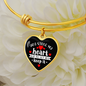 You Stole My Heart Quote on Heart - Adjustable Bangle Bracelet - Black - Loving Family