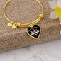 You Stole My Heart Quote on Heart - Adjustable Bangle Bracelet - Black - Loving Family