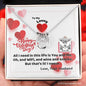 To My Lovey Wifey - Lucky in Love Necklace with V-day Message Card & QR code for E-Card