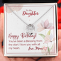 To My Daughter - Lucky In Love Necklace with Birthday Message Card