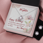 To My Daughter - Love Knot Necklace with Birthday Message Card