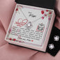 Dear Mum - Love Knot Earring and Necklace Set with Mother's Day Message Card & QR code for E-Card