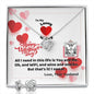 To My Lovey Wifey - Lucky in Love Necklace with V-day Message Card & QR code for E-Card