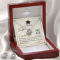 To My Daughter - Love Knot Earring and Necklace Set with Graduation Message Card & QR code for E-Card
