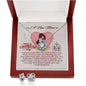 To A New Mom - Love Knot Earring and Necklace Set with Happy 1st Mother's Day Message Card & QR code for E-Card