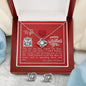 To My Wife - Love Knot Necklace & Earring Set with V-day Message Card & QR code for E-Card