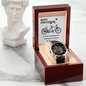 To My Husband - Men's Openwork Watch with Happy Anniversary Card for Husband