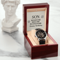 To My Son - Men's Openwork Watch with Birthday Message Card for Son