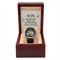 To My Son - Men's Openwork Watch with Birthday Message Card for Son