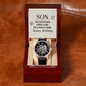 To My Son - Men's Openwork Watch with Birthday Message Card for Son