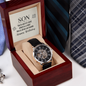 To My Son - Men's Openwork Watch with Birthday Message Card for Son