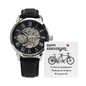 To My Husband - Men's Openwork Watch with Happy Anniversary Card for Husband