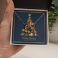 Interlocking Hearts Necklace with Christmas Card - Navy