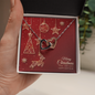 Interlocking Hearts Necklace with Christmas Card - Red