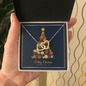Interlocking Hearts Necklace with Christmas Card - Navy