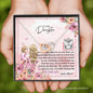 Mom To Daughter - Interlocking Hearts Necklace with Message Card & QR code for E-Card