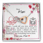 Dear Mum - Interlocking Hearts Necklace with Mother's Day Message Card & QR code for E-Card