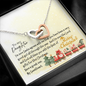 To My Daughter - Interlocking Hearts Necklace with Christmas Message Card - Santa