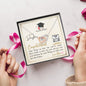 To My Daughter - Interlocking Hearts Necklace with Graduation Message Card & QR code for E-Card