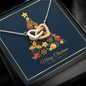 Interlocking Hearts Necklace with Christmas Card - Navy