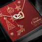 Interlocking Hearts Necklace with Christmas Card - Red