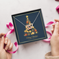 Interlocking Hearts Necklace with Christmas Card - Navy