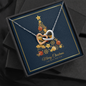 Interlocking Hearts Necklace with Christmas Card - Navy