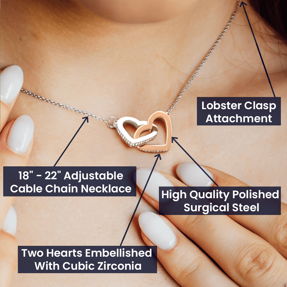 To My Daughter - Interlocking Hearts Necklace with Happy Birthday Message Card