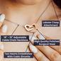 Interlocking Hearts Necklace with Christmas Card - Navy