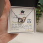 To My Daughter - Interlocking Hearts Necklace with Graduation Message Card & QR code for E-Card