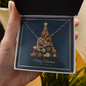 Interlocking Hearts Necklace with Christmas Card - Navy