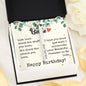 To My Bestie - Engravable 4 Sided Vertical Stick Necklace with Birthday Message Card