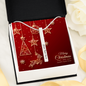 Engraved 4 Sided Stick Necklace with Christmas Card - Red