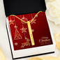 Engraved 4 Sided Stick Necklace with Christmas Card - Red