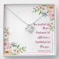 Love Knot Necklace with Bible Verse Card - Romans 12:12