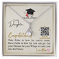 To My Daughter - Alluring Beauty Necklace with Graduation Message Card & QR code for E-Card