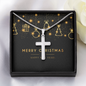 Cross Necklace with Christmas Card - Black