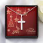 Artisan Crafted Cross Necklace with Christmas Card - Red