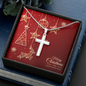 Artisan Crafted Cross Necklace with Christmas Card - Red